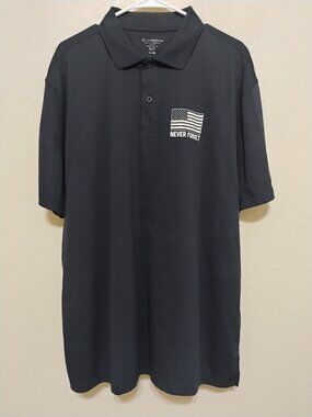 Harriton XL Black Polo Shirt Never Forget Memorial Golf Shirt